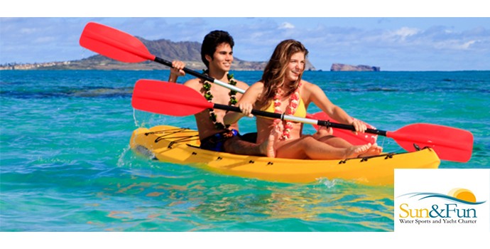 Explore the coast line surrounding St. Julians on a 2 seater canoe from Sun & Fun Water Sports