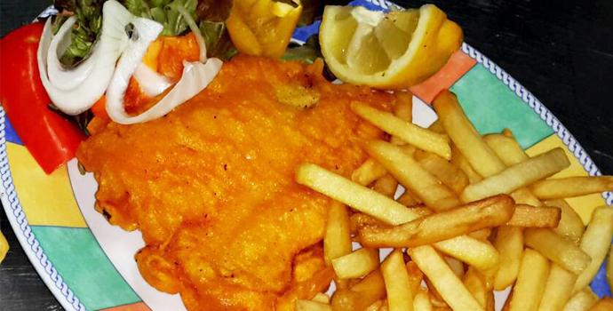 Traditional Homemade  Fish & Chips at Ta Peppi Restaurant in Marsaxlokk