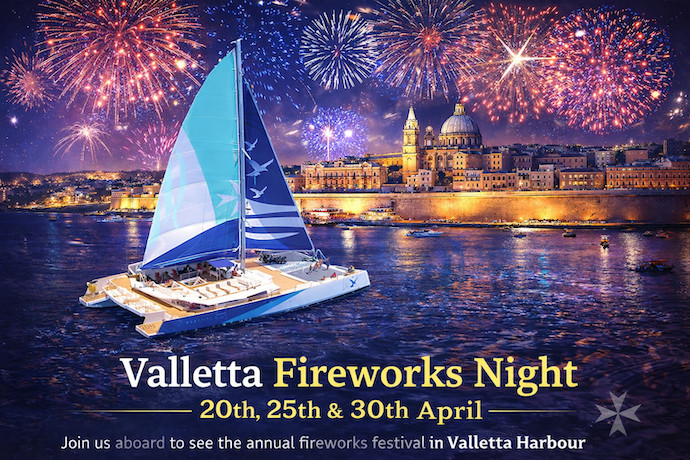 Experience the Malta fireworks festival from a catamaran with Sea Trips - 3 dates to choose from
