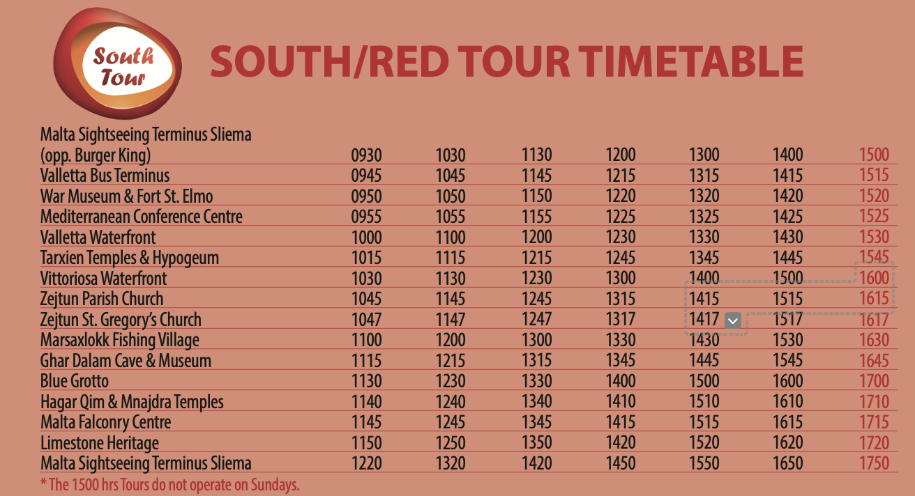 Malta Sightseeing, Hop on Hop Off Bus tour - South Tour